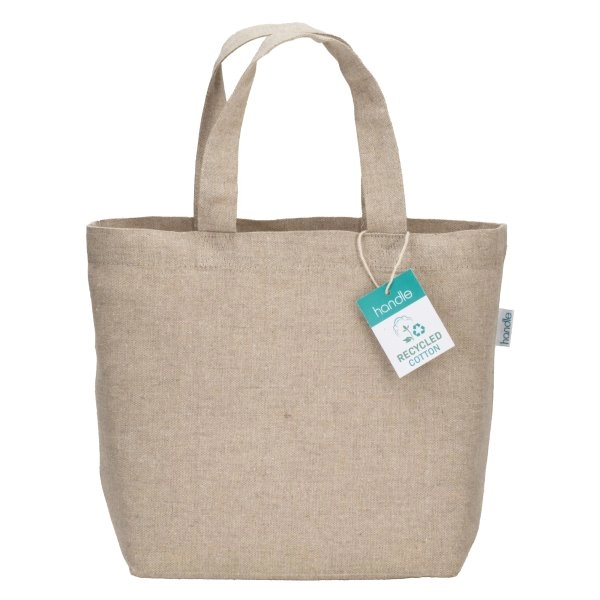 Shopper in cotone riciclato 150 g/m2 con manici corti