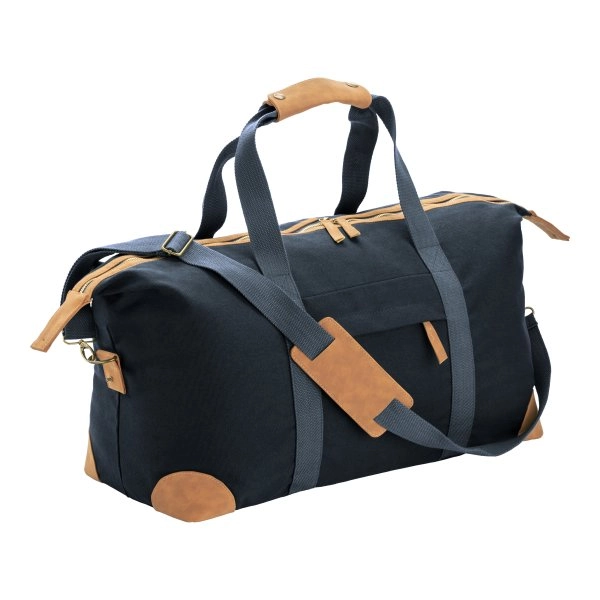 Borsa duffle in canvas riciclato. Tracolla regolabile e removibile con fibbie in metallo