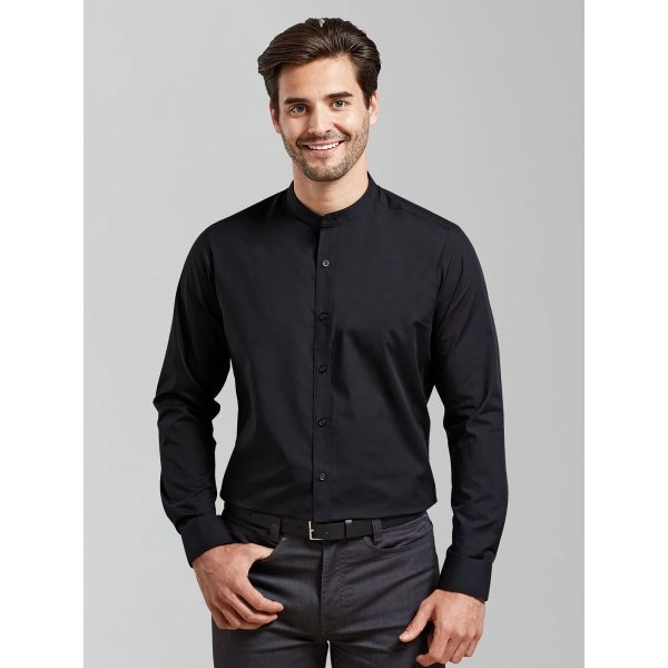 Banded Collar 'Grandad' Long Sleeve Shirt