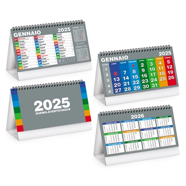 Calendarietto multicolor spiralato da tavolo mensile 13 fogli 