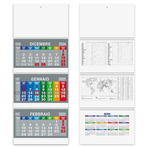 Calendario trittico 3 spirali 3 blocchi da 12 fogli